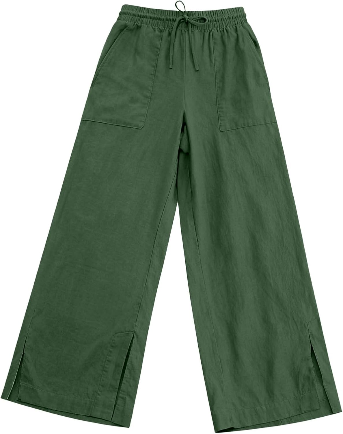 Linen Pants Women Summer Lounge Beach Vacation Flowy Palazzo Trousers Boho Travel Pant Comfy Plus Size Cotton Clothes - Image 9