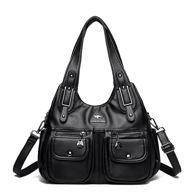 Borsa Bauletto Hobo Borsa a mano con Tracolla da Donna in Pelle Sintetica Borsa a spalla Donna Sacchetto Moda Borse Manici Lunghi Borsetta Borsa a tracolla Nero