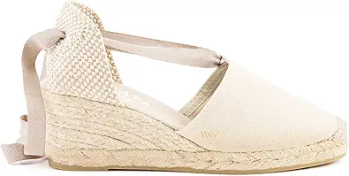 VISCATA Escala Espadrille Canvas Wedges with Sleek Ankle Laces Women's Lace Up Shoes Handmade in Spain Organic Cotton Canvas and 100% Natural Jute Midsole for All Occasions