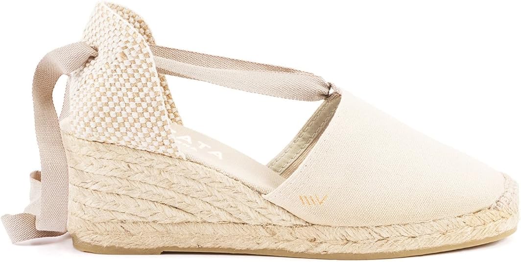 VISCATA Escala Espadrille Canvas Wedges with Sleek Ankle Laces Women's Lace Up Shoes Handmade in Spain Organic Cotton Canvas and 100% Natural Jute Midsole for All Occasions