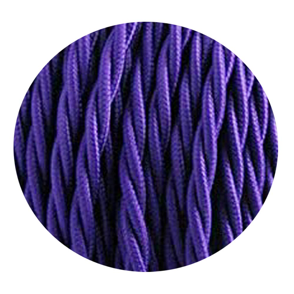 3 Core Braided Flexible Fabric Wire Flex Cable Antique Twisted Cable 3 Conductor 16.4ft Braided Electrical Cord Flex Cord Italian Braided for DIY (Purple, 10 Meter / 32.8ft)