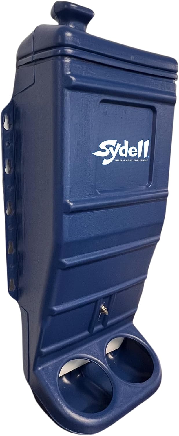 Sheep and Goat Grain Mineral Feeder, Large Outdoor Forage Grain Feeding System, Supports Up to 10 Small Livestock, Weather Resistant Heavy-Duty Plastic, Fence Mounted