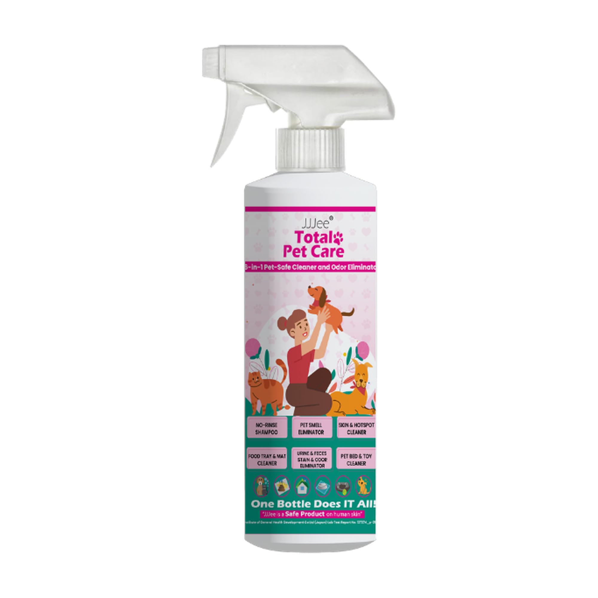 JJJee® Waterless Shampoo for Dogs &amp; Cats, 6-in-1 No-Rinse Pet Cleaner &amp; Odor Eliminator for Paws, Coat, Eyes, Ears, Hot Spots &amp; Home Surfaces, Alcohol-Free &amp; Fragrance-Free, 16 oz
