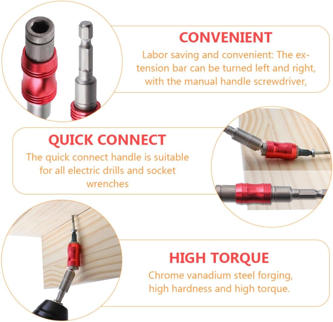 Alipis Magnetic Bit Holder Extension Bar Hex Shank 20° Rotating Screwdriver Bit Adapter for Power Tools and Mechanical Repair