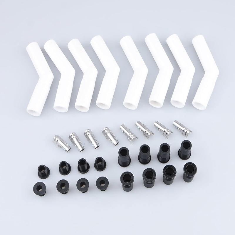 Kit de Coifas Cerâmicas para Velas de Ignição AC PERFORMANCE 45° Brancas para Cabos de 8 mm – 8 unidades