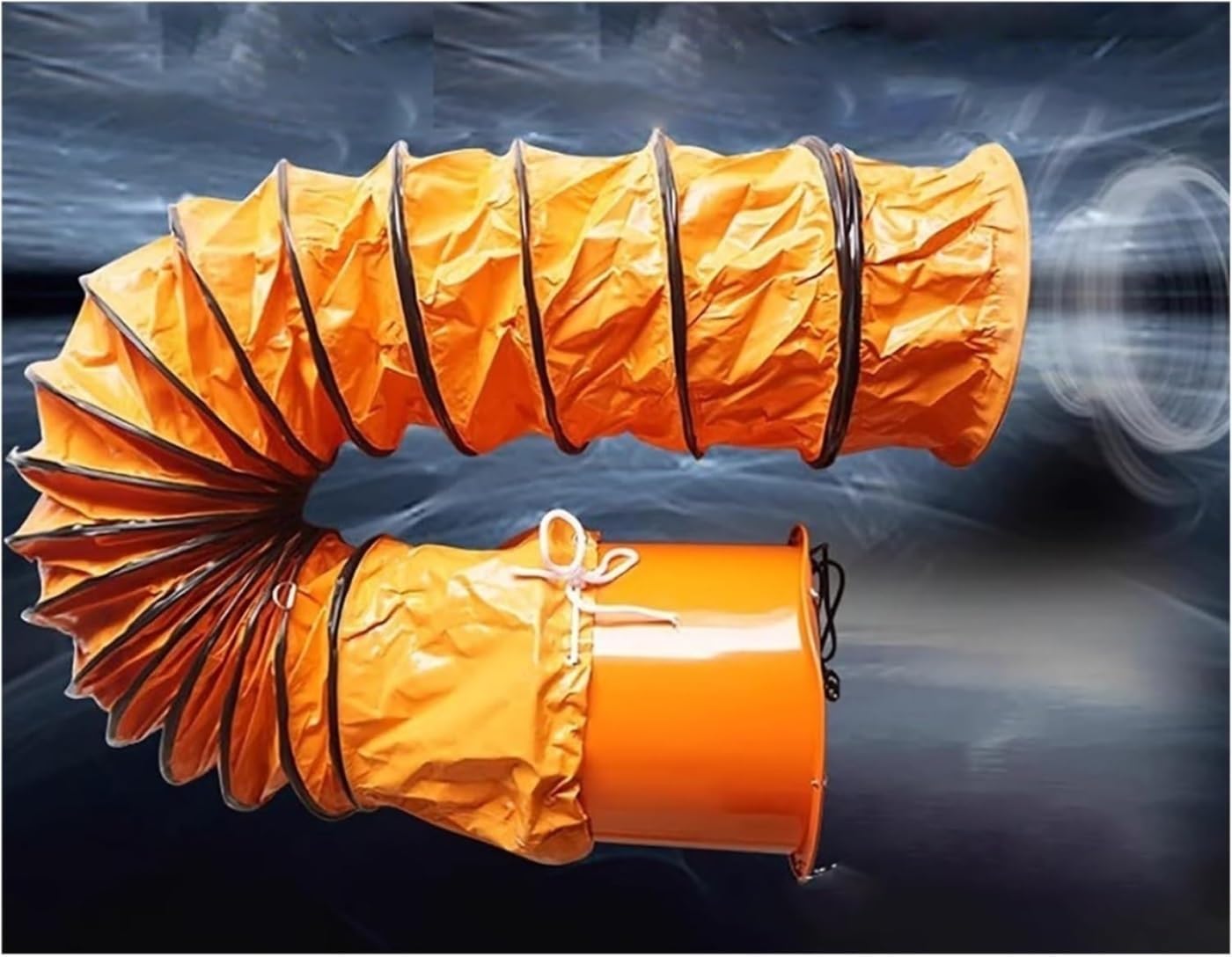 Flexible PVC Duct With Adjustable Rope, Waterproof Fire Rated Flame Retardant Exhaust Vent Hose For Free Hanging And Utility Blower Exhaust Fan Support,Retractable(L-5m/16.4ft,Dia-200mm(7 7/8"))