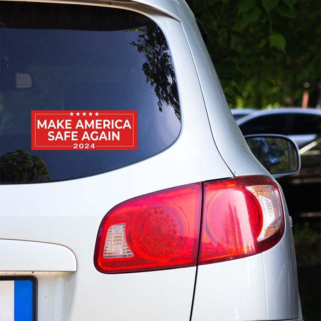 Trump Make America Safe Again 2024 Bumper Sticker Decal (3.37" x 9") | Peel & Stick | Political, Stickers, Politics, Republican, Trump, MAGA, American