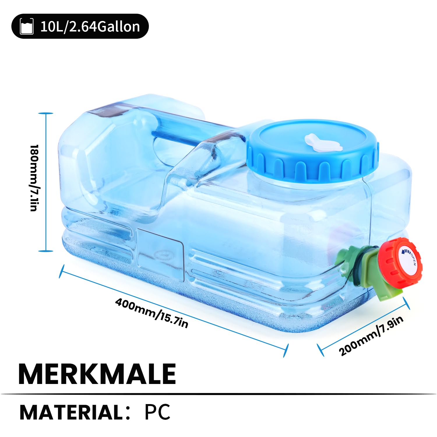 Umikk 5L ~ 22L - Tanica per acqua da campeggio, con rubinetto, contenitore per acqua potabile portatile, serbatoio dell'acqua da campeggio con manici, tanica per acqua senza BPA, per viaggi all'aperto