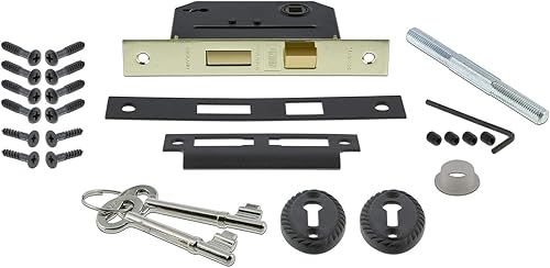 Miniatura 3 de Nostalgic Warehouse 724992 Pomo de puerta de cristal rosa con roseta de cuerda de privacidad en latón pulido, 2.375