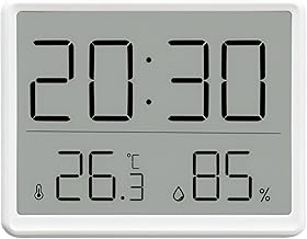 DeWire Digital Temperature & Humidity Monitor with Clock - Large Display Alarm Clock with Date, °F/°C Switch, 3 Mounting Options for Bedroom, Home,Kid Room & Office
