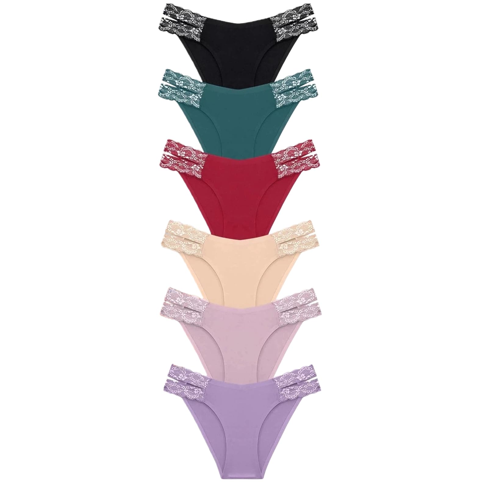 Pack de 6 Bragas sin Costuras para Mujer, Ropa Interior de Escote Alto, Braguitas para Mujer, Multipack