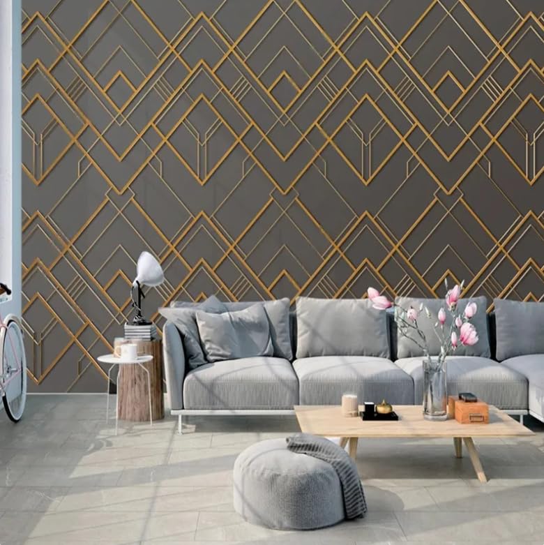 Papier Peint Photo 3D Métal Géométrique | Décoration Murale Chambre 105H
