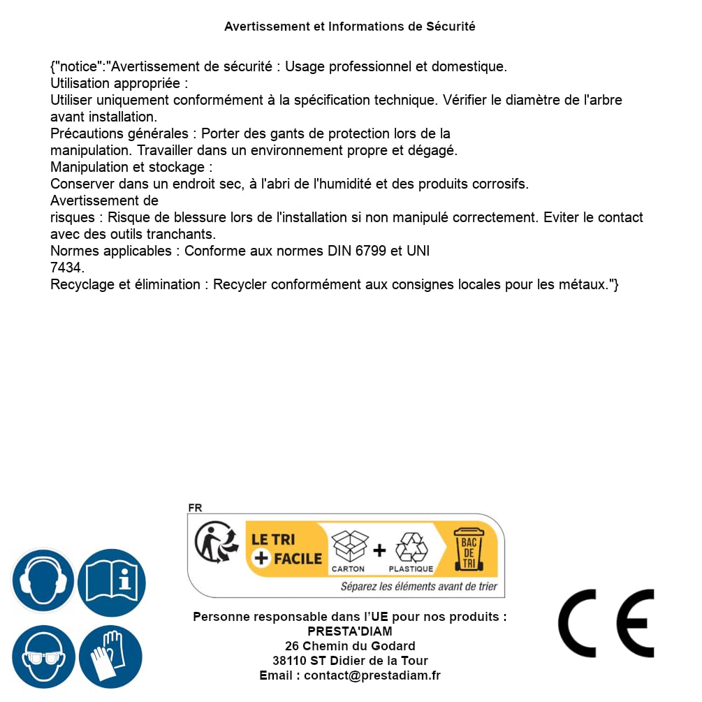 100 anelli di arresto per albero 12 mm, DIN 6799, UNI 7434, in acciaio inox A4, D-Work