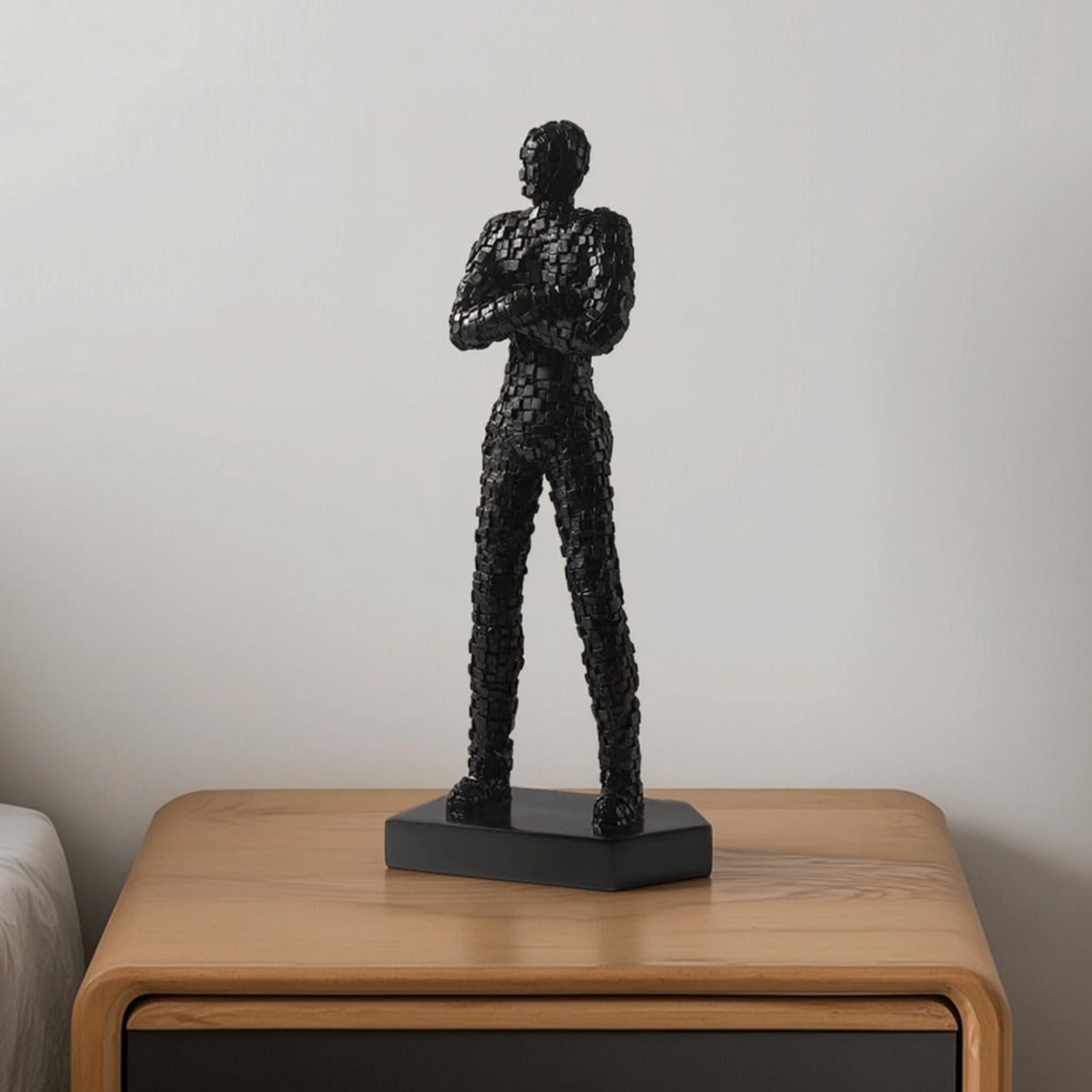 Figura Humana con Base Artística Escultura Resina Figura Resina para Oficina, Negro, Moderno Y Minimalista