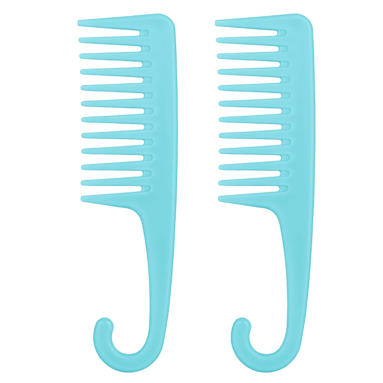 Wide Tooth Comb Shower Combs:2Pcs Wide Tooth Comb for Women,Detangler Shower Comb with hook,Good for Curly Hair Wet Dry Long Straight Hair(Blue)