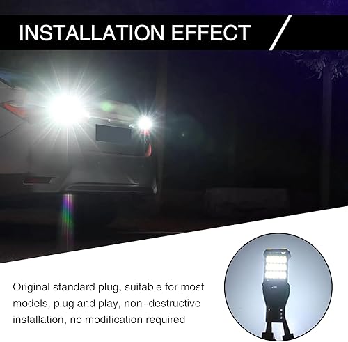 Miniatura 7 de Sinytuto 4 luces LED de marcha atrás para automóvil, T15-4014-45SMD, repuesto de luces LED, kit de conversión de luces LED, universal para la