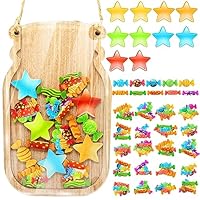 Belohnungsglas Mit Bunten Sternen – Verhaltenssystem Für Kinder, Inkl. Holzständer, Für Zuhause & Schule