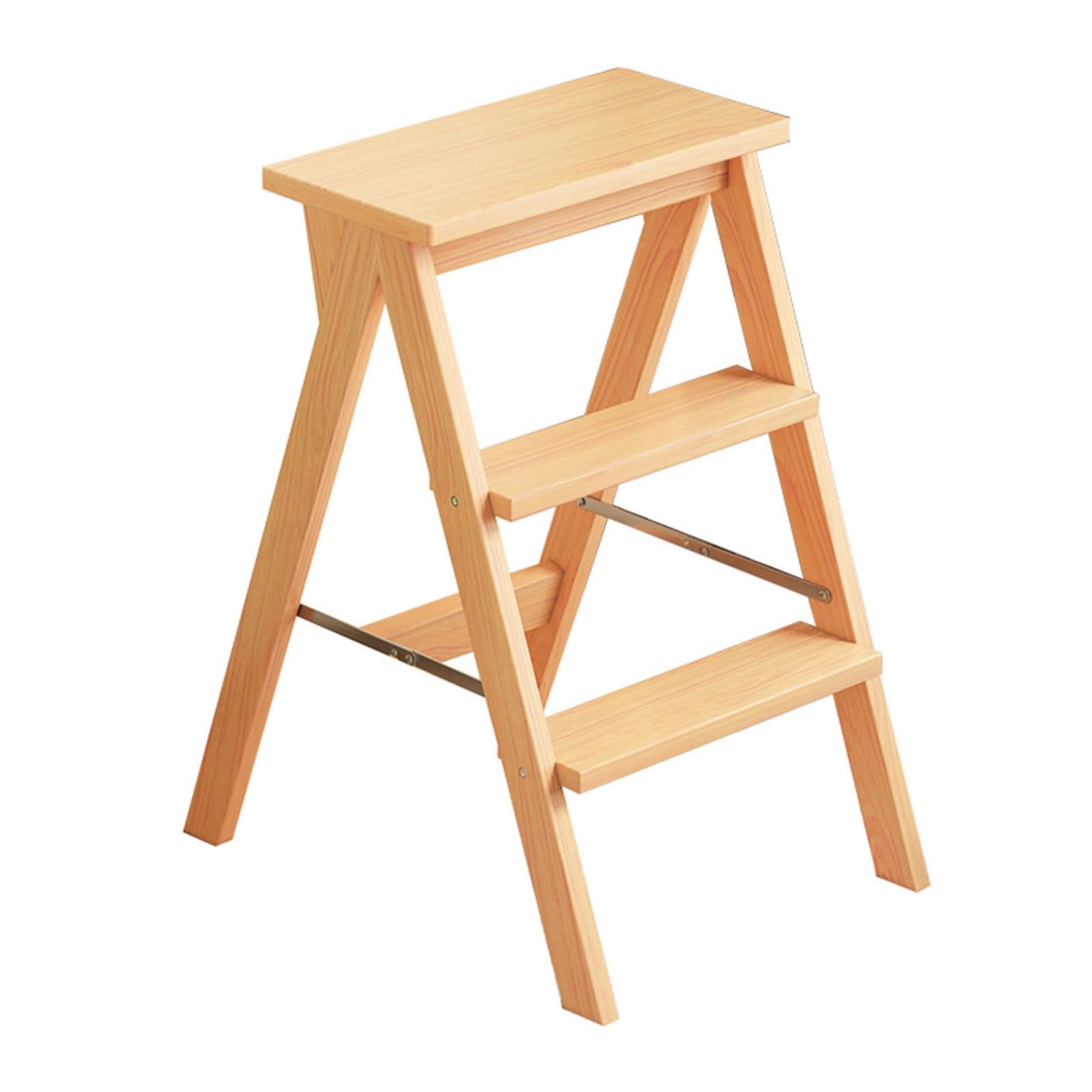 Taburete de escalera de madera maciza plegable para cocina