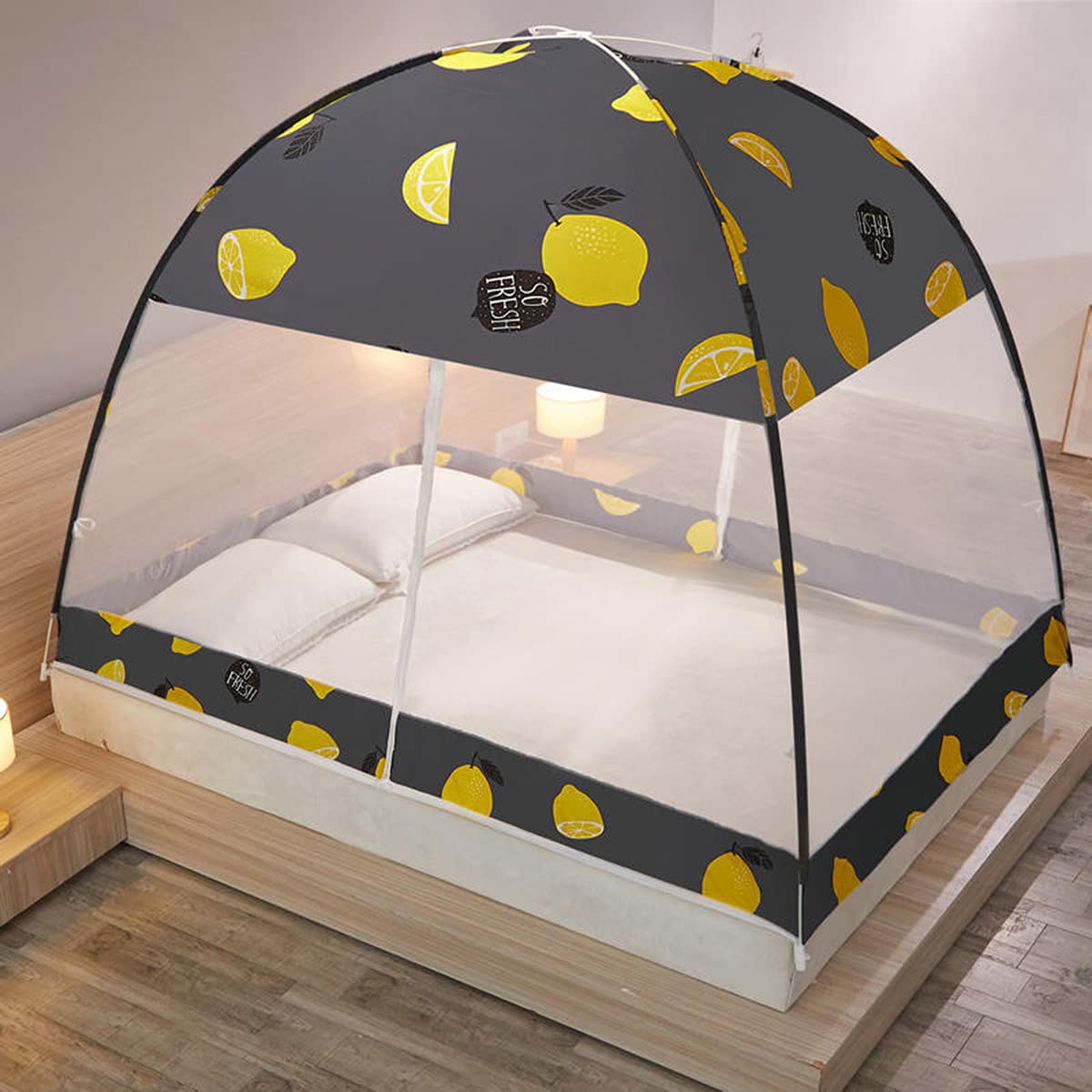Zanzariera a Scomparsa, baldacchino Pieghevole per Letto, Tende in Poliestere Anti-zanzare Tenda da Campeggio Universale per Letto Singolo Letto Matrimoniale Installazione Gratuita yurta, l