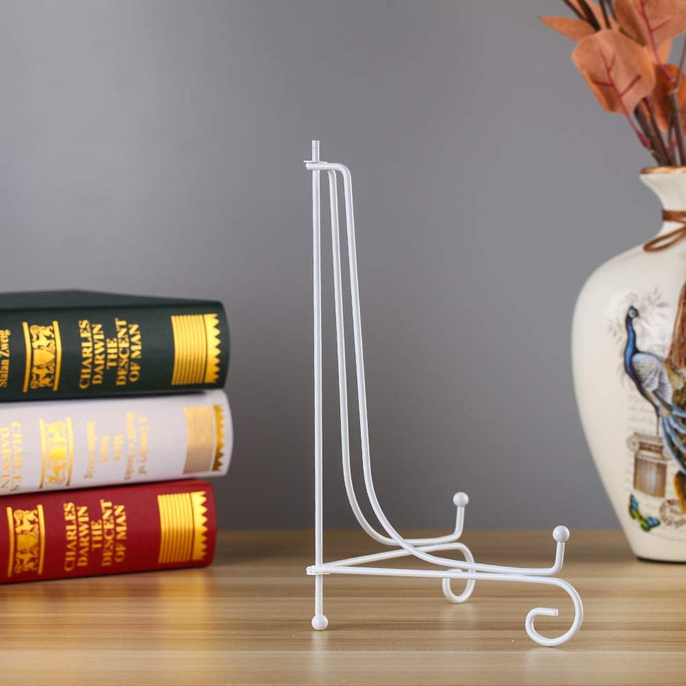Artliving (2 Pack 10" Iron Large Plate Stand, White Iron Easel Plate Display Photo Holder Stand, Displays Picture Frames, Cookbooks, Decorative Plates, Tablets and Art