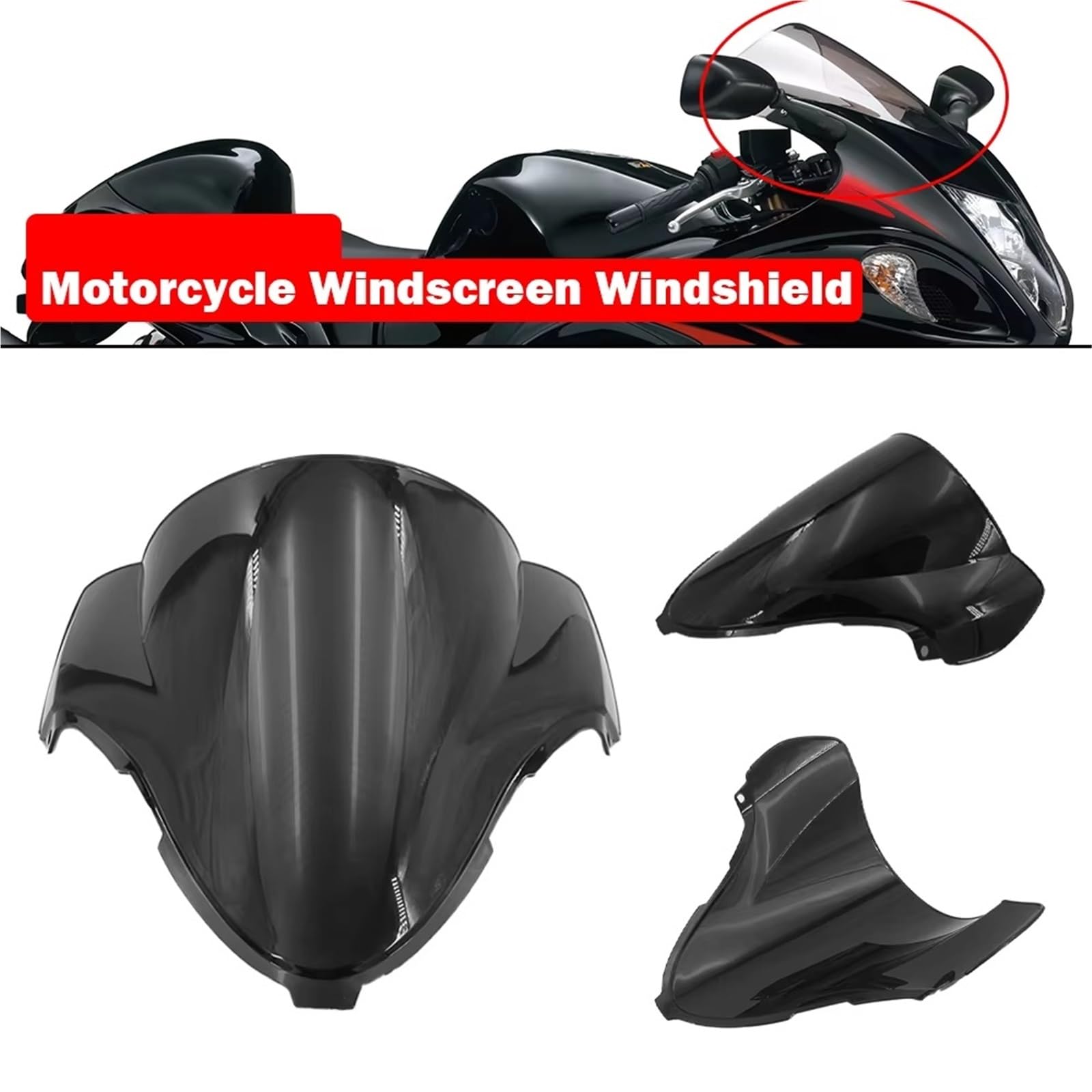 Deflettore Parabrezza Per SUZUKI Per GSXR 1300 Per Hayabusa 1999-2007 Parabrezza Deflettore Antivento A Doppia Bolla Moto