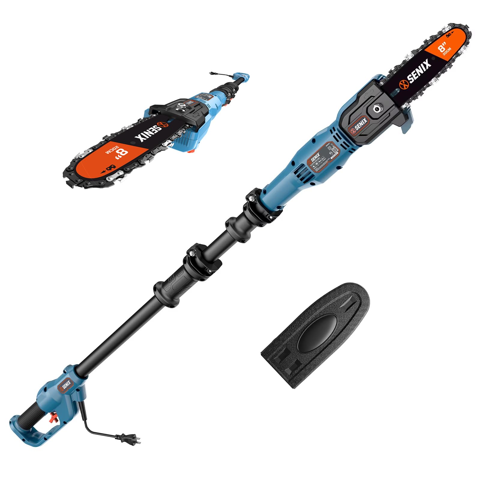 SENIX 8-Amp Corded Electric Pole Saw, 8 Inch Chain Saw for Tree Trimming
