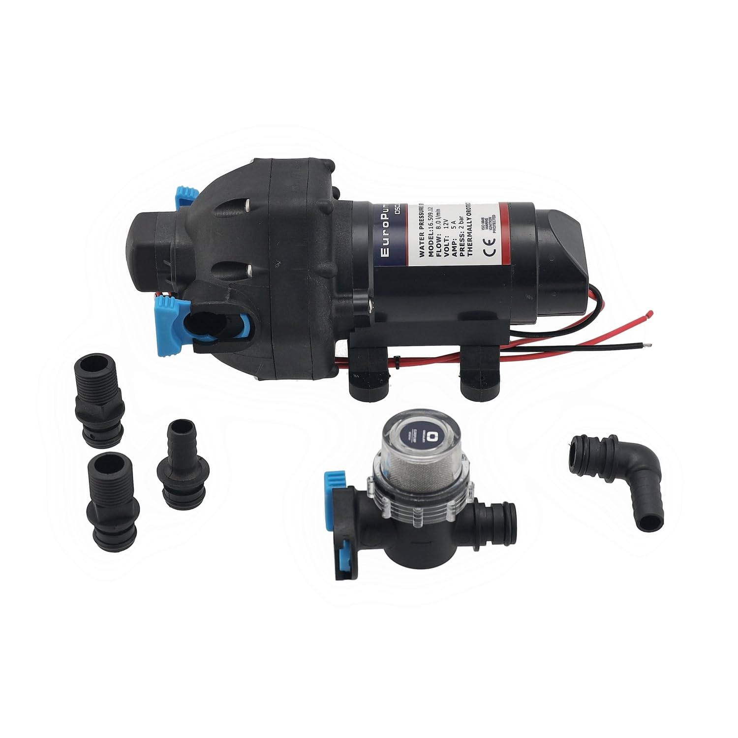 12 Volt Frischwasserpumpe Europump 8 Liter/min oder 11 Liter/min für Boot