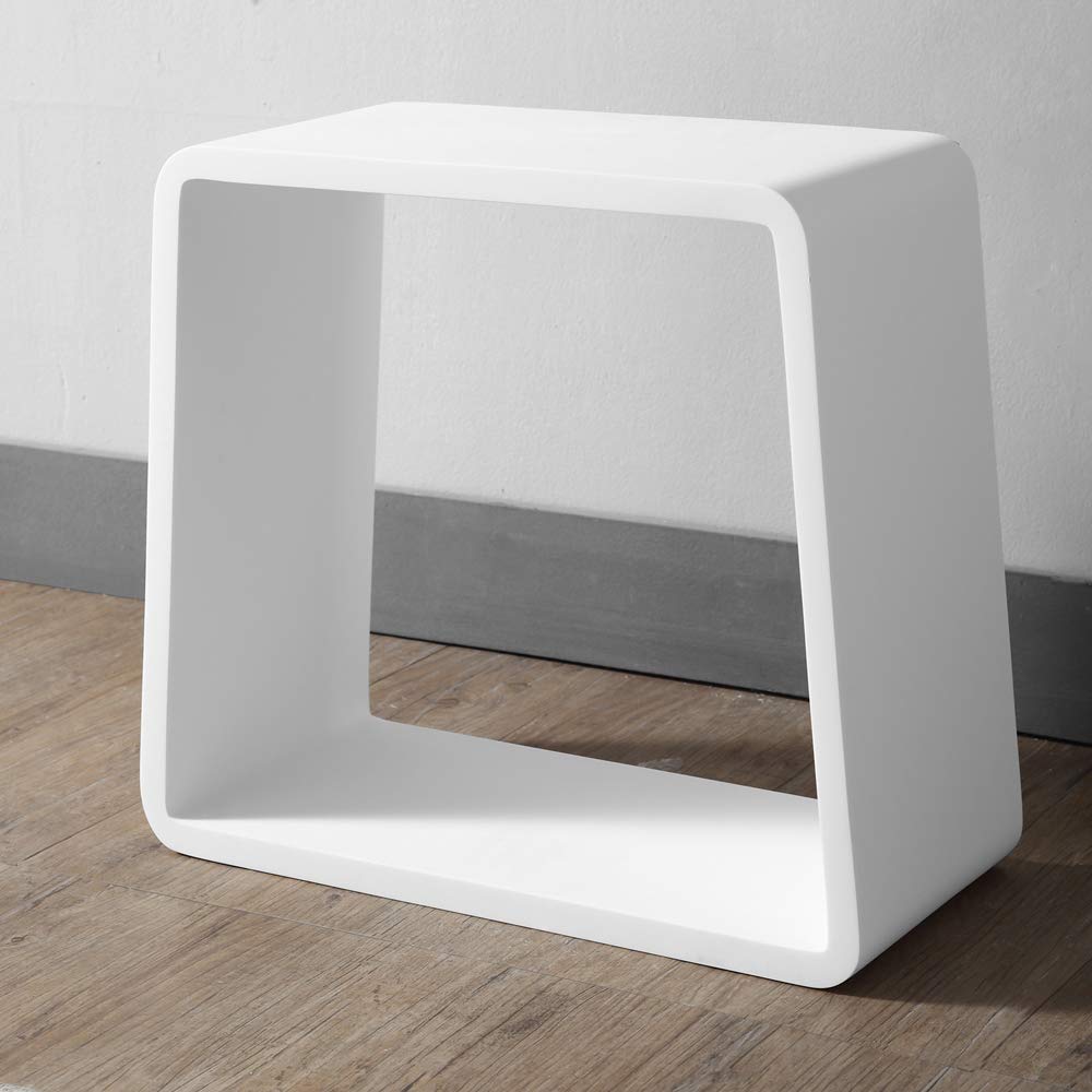 OGOMONDO Sgabello da Bagno Silk in Artificial Stone Bianco Opaco Matt