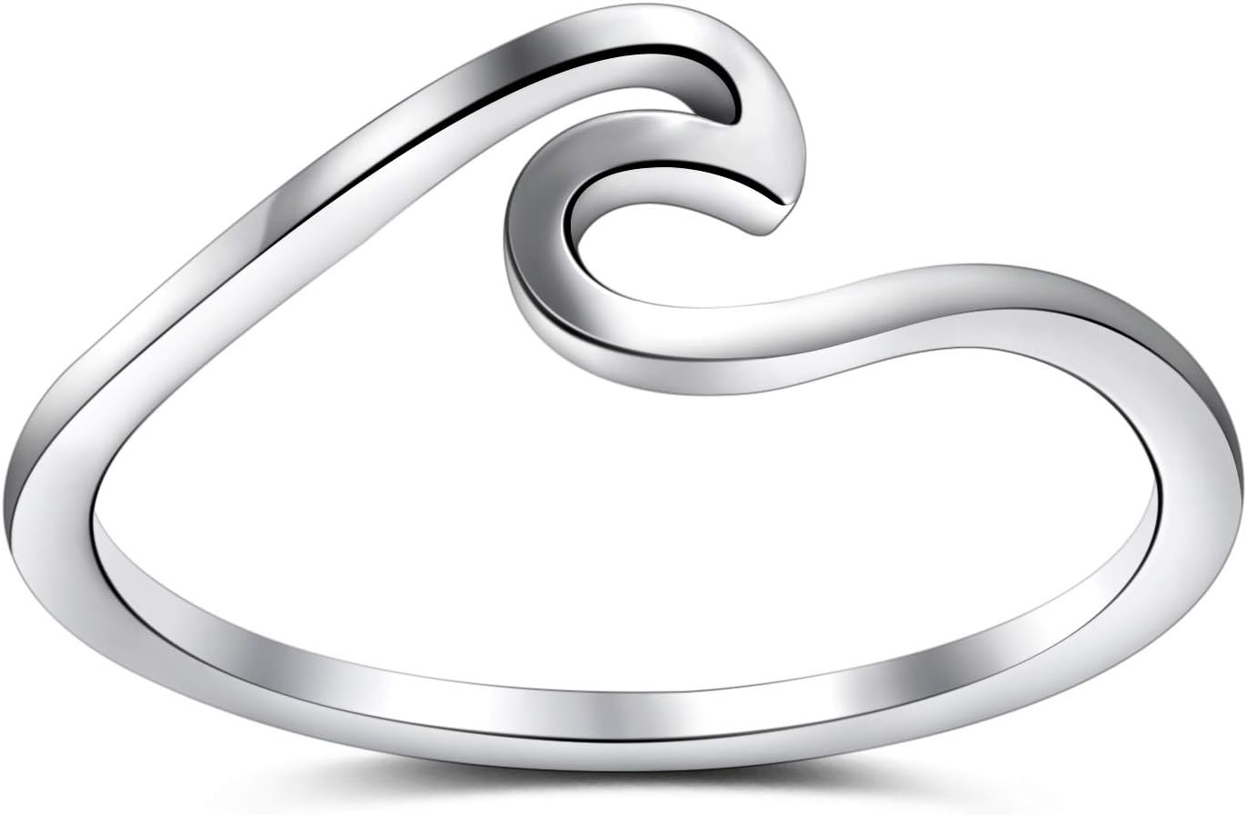 Greenpod1mm Stainless Steel Wedding Rings for Women Girls Silver Thin Vsco Wave Ring Stackable Engagement Ring Size 4-10