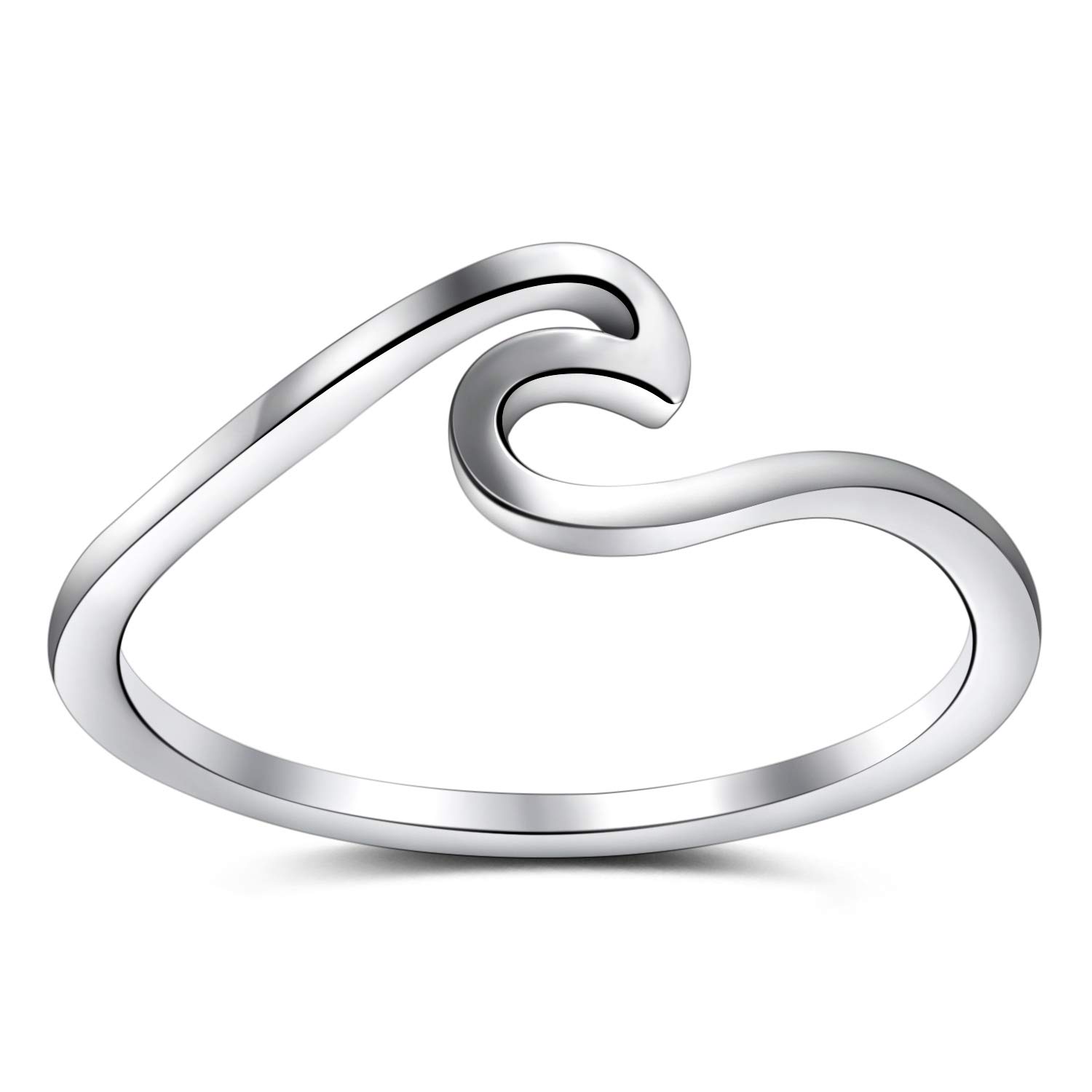 Greenpod1mm Stainless Steel Wedding Rings for Women Girls Silver Thin Vsco Wave Ring Stackable Engagement Ring Size 4-10