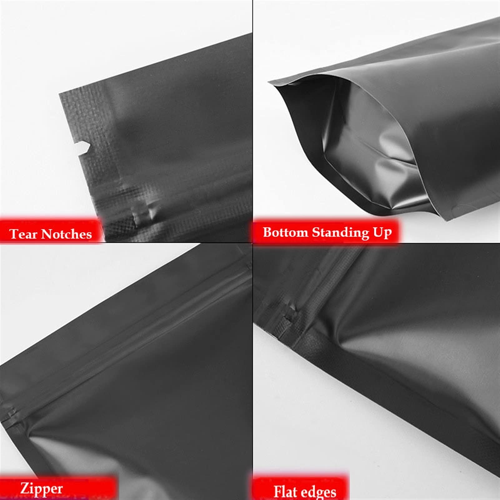 100 Stück Mylar-Beutel mit Reißverschluss, Mylar Frischhaltebeutel wiederverwendbar, Profi- Folienbeutel Verpackung für Lebensmittel – BPA-frei, Sehr Stark & Reißfest, Schwarz (Size : 20x30cm)