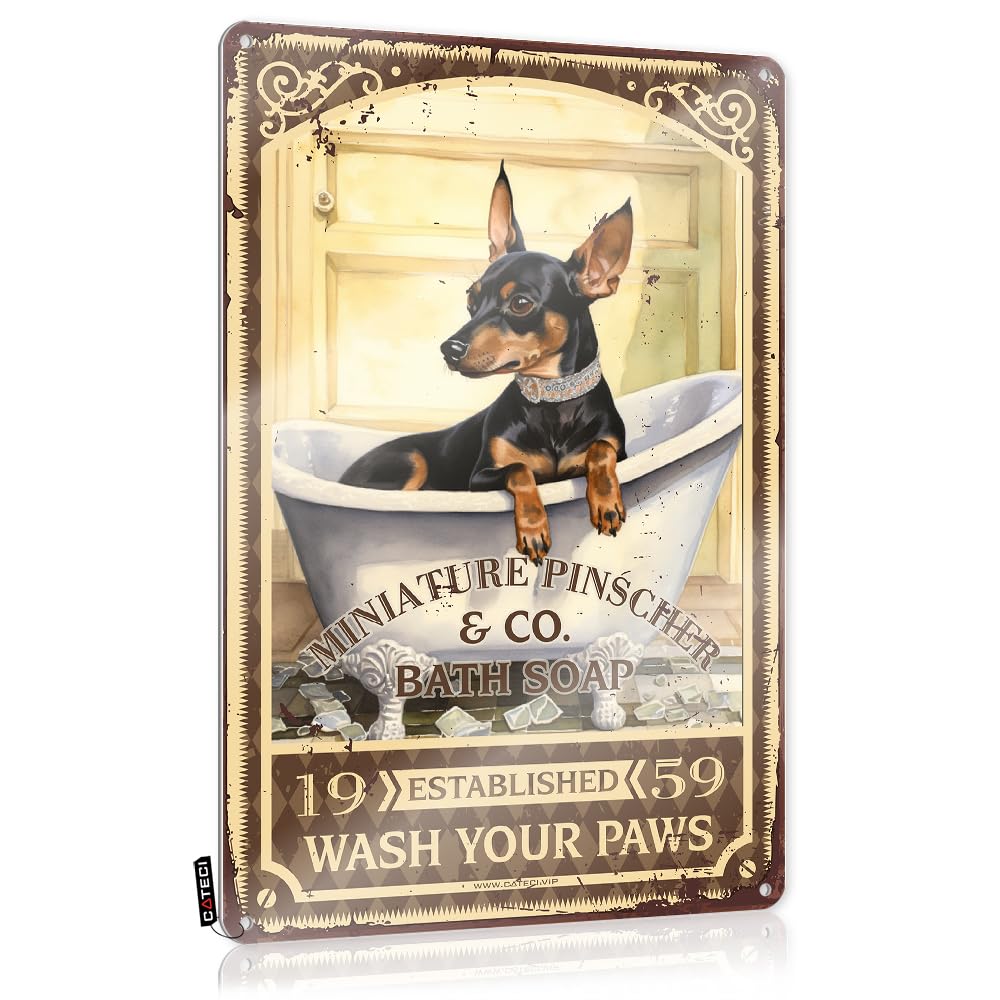 Fzfn Colour Amazing Decorations, Teen Stuff Designer Miniature Pinscher Bath Soap Wash Your Paws | Farmhouse Playroom Decor(20X30cm)