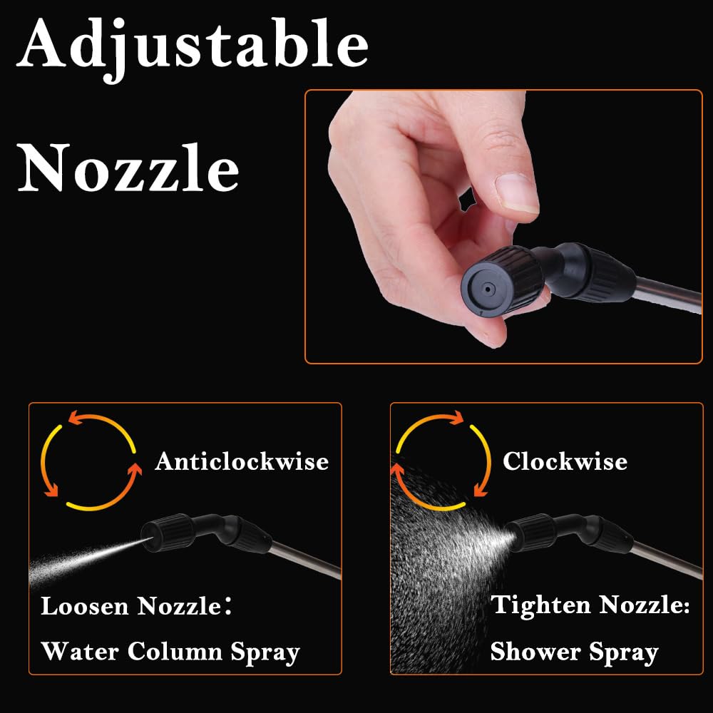 NewBeeclassic Pulverizador de jardín de 1.3 galones/5 litros, botella de agua a presión con correa ajustable para el hombro, pulverizador de presión para malas hierbas, cuidado del césped y pesticidas