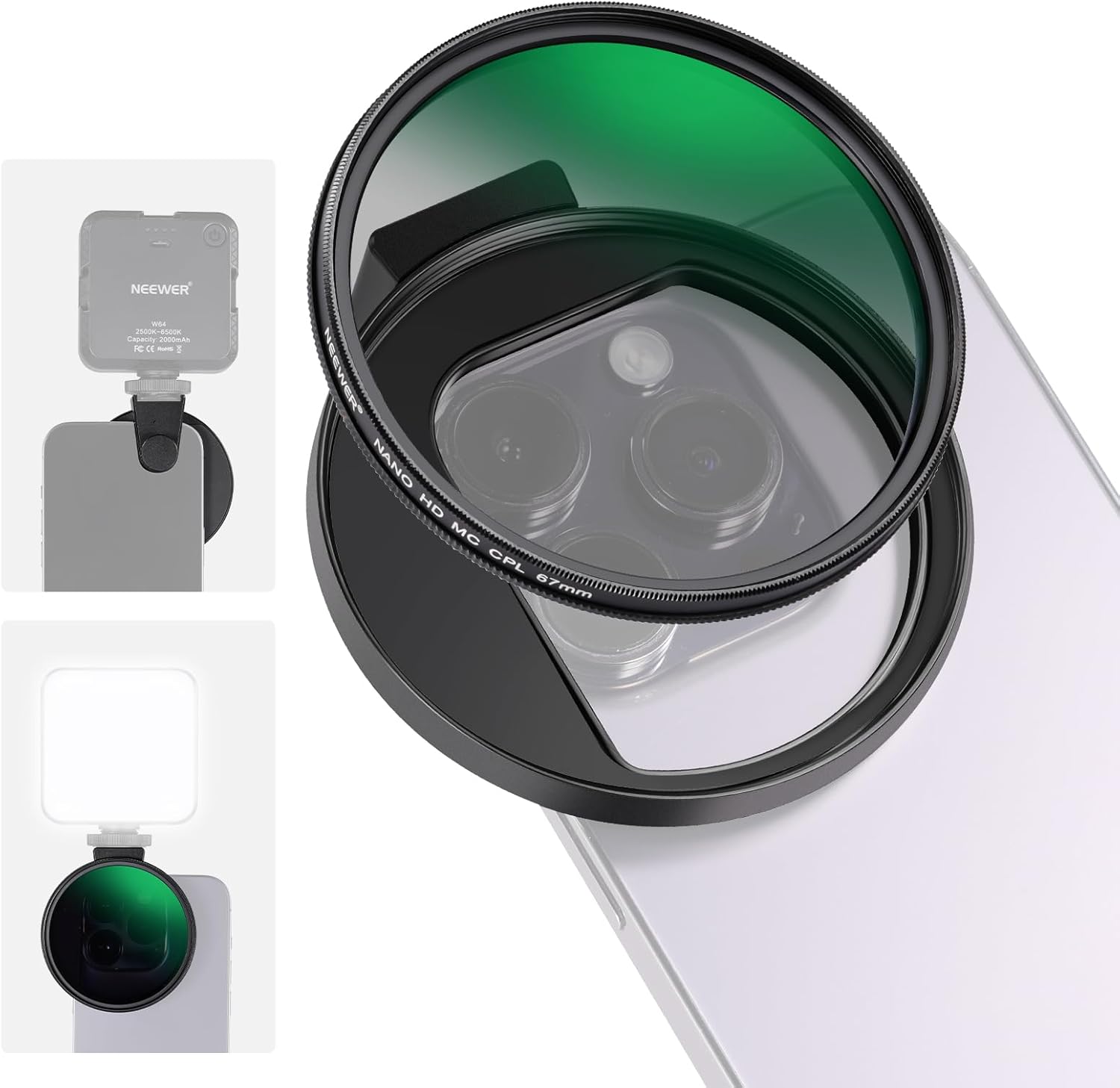 NEEWER CPL Filter for Phone, 67mm Camera Lens Polarizing