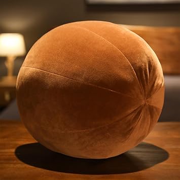 Ball Pillow 11.8 inch Nordic Round Ball Pillow Decorative Throw Pillows Soft Plush Round Throw Pillows Circle Shaped Decorative Pillow for Couch Sofa Bedroom Car Cushion Brown