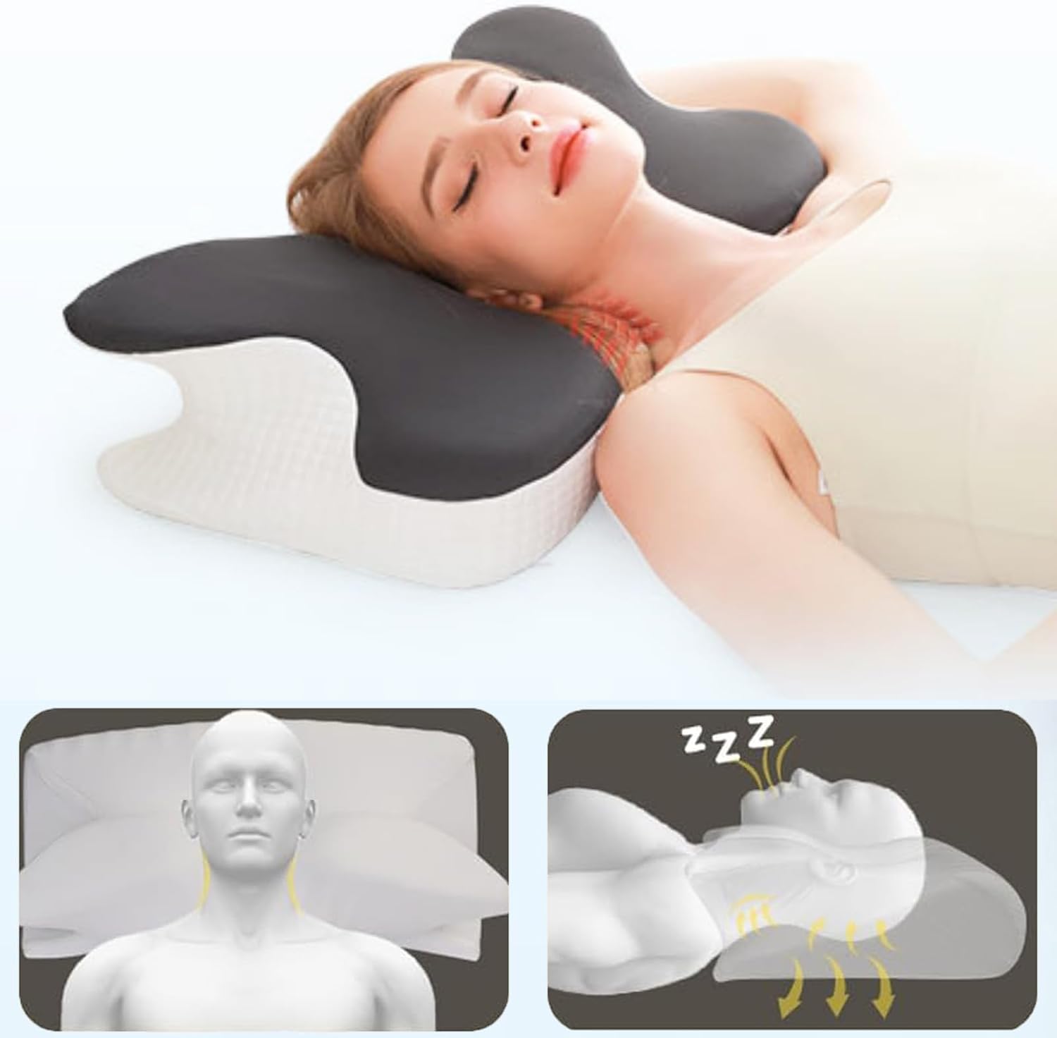 Neck Pillow, Pillow for Neck Pain Relief, Ergonomic Pillow, Contour Pillow, Slow Rebound Memory Foam Pillow, Sleep Cervical Pillow, Side Sleeper Pillow, Butterfly Pillow Pillow.