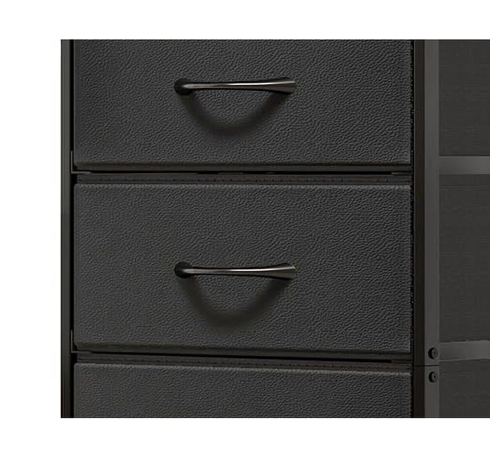 tall skinny black dresser Sikaic Black 7 Drawers Dresser Chest Dresser Bedroom Dresser With Sturdy Base Storage Cabinet
