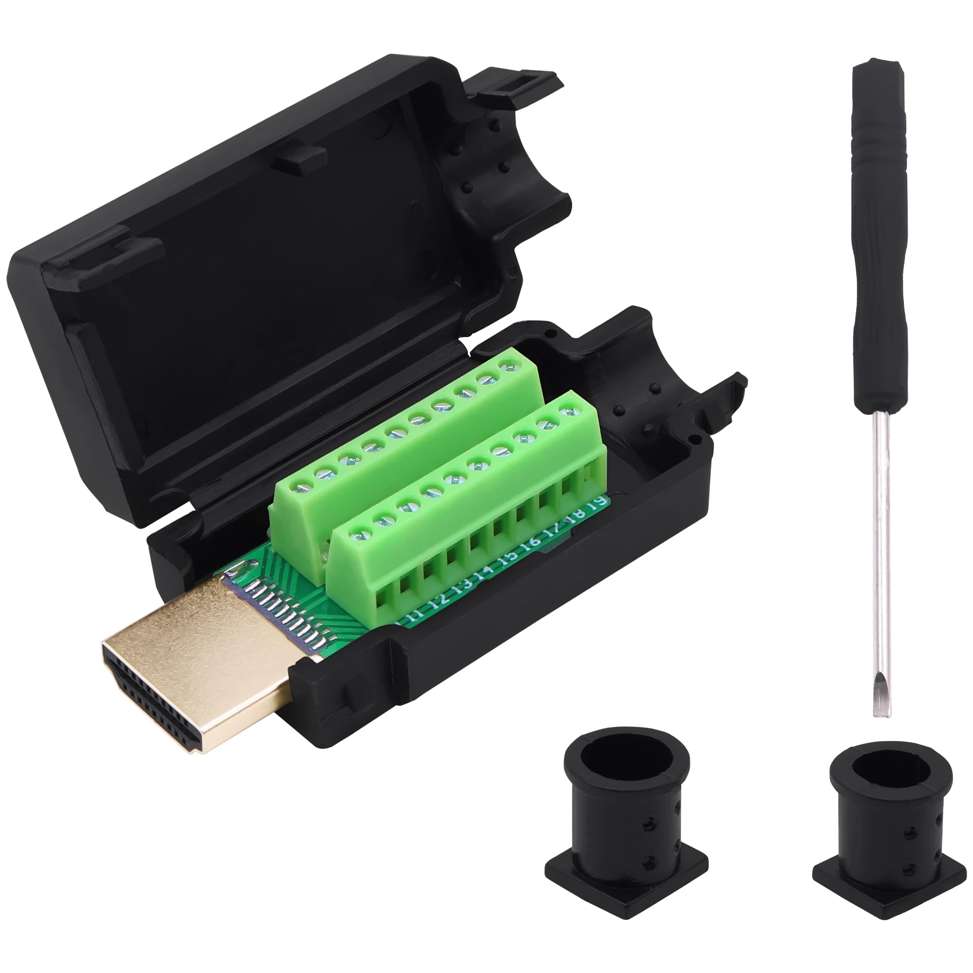 YARCHONN HDMI Screw Terminal Block Connector Adapter HDMI Solderless Male Quick Connector Terminal Breakout Board Adapter Signal Module with Case for DIY Repair