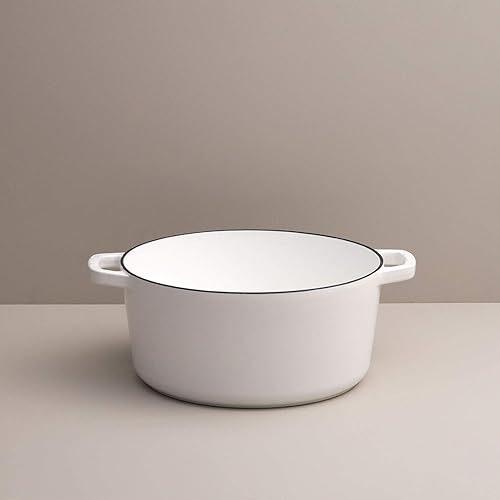Vista 129 de Milo by Kana 3.5-quart Enameled Cast Iron Dutch Oven with Lid Premium Casserole Cooking Pot Enamel Coating Inside and Out Oven Safe and White