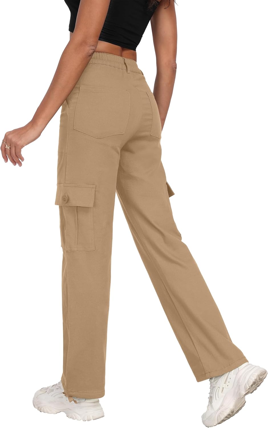 Women's High Waisted Cargo Pants Baggy Y2K Streetwear Stretchy Pants with 6 Pockets Ankle Drawstring - Image 3