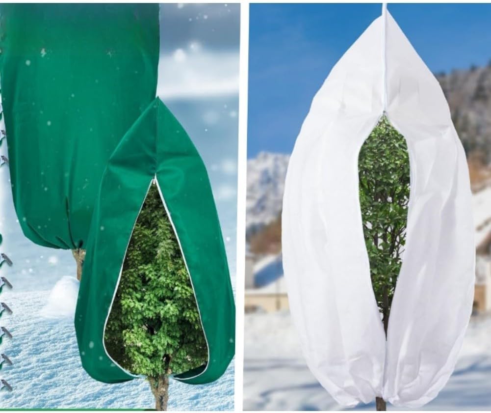 Plant Covers Freeze Protection Freeze Protection Tree Covers with Zipper Drawstring Plant Covers Reusable Breathable Non Woven Fabric Outdoor Frost Blanket Large Trees Potted Plants(Green 300*300cm)