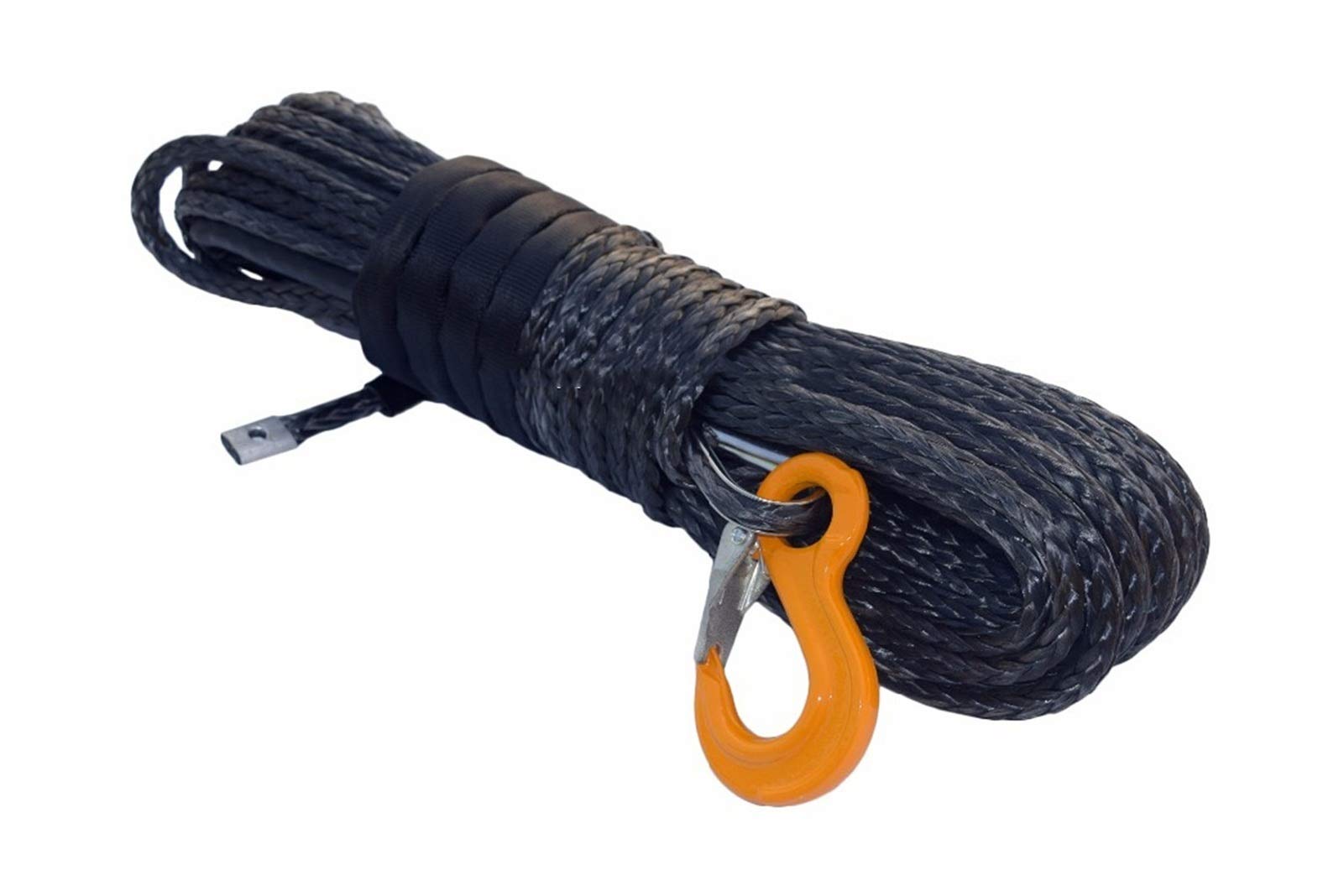 Winch Rope, Black 10mm*30m Synthetic Winch Rope,Plasma Cable for Offroad 15000lbs