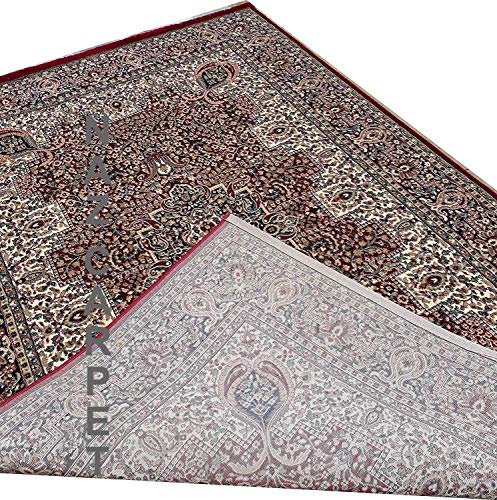 Image of Kashmiri Traditional Woollen Carpet with Advanced 1 Inch Thickness & Classical Look 180x275cm (6x9 Feet) Color Maroon