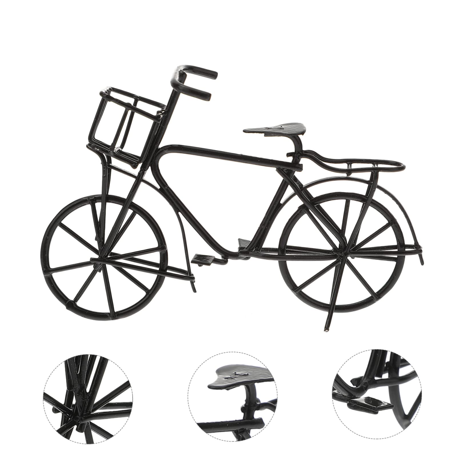 Mobestech Miniatur Fahrrad Spielzeug Für Puppenhäuser Maßstab Schwarze Metall-Fahrrad-Dekoration Kreative Puppenmöbel Zubehör Für Leicht Und Platzsparend