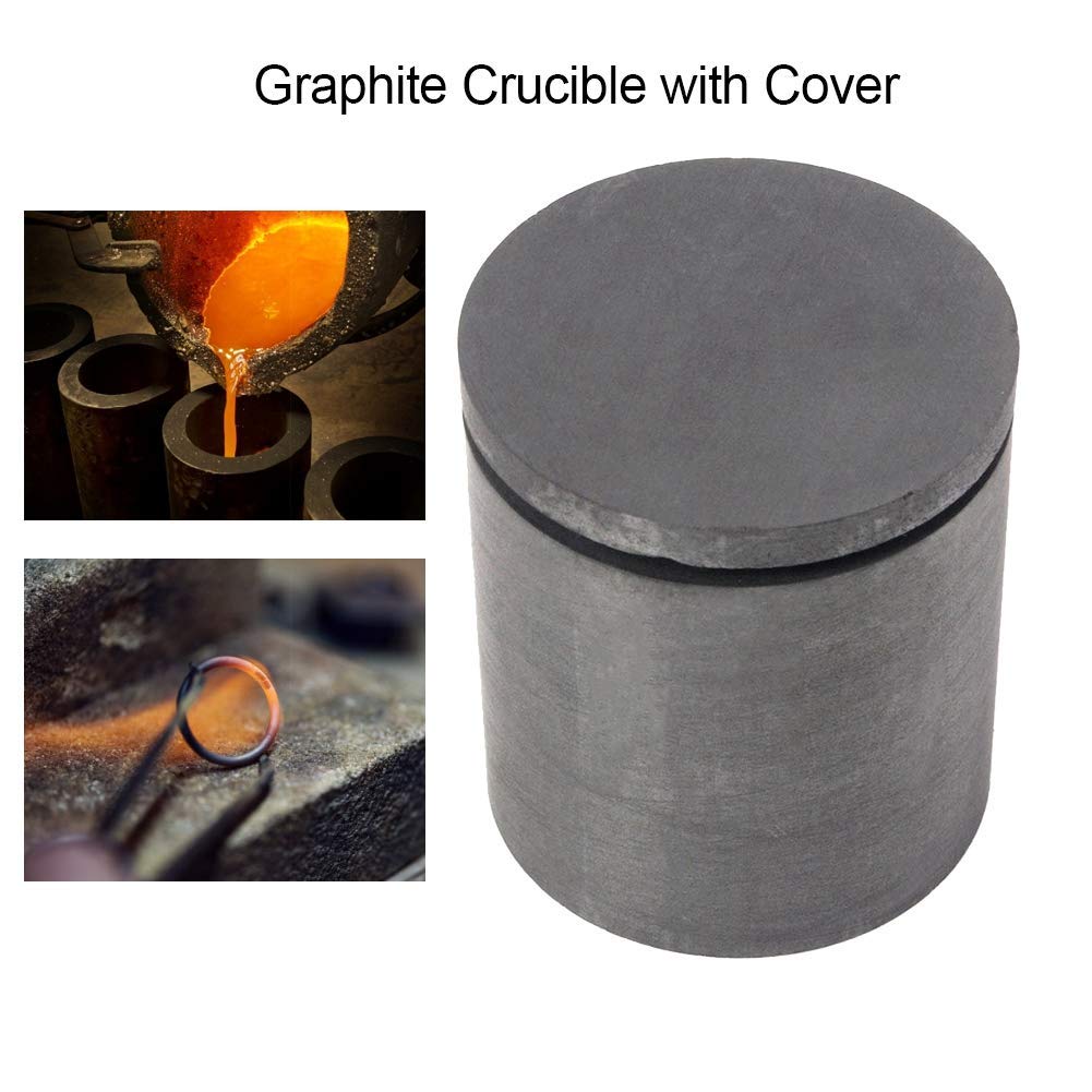 Creuset de fusion en graphite de haute pureté 40 x 40 mm avec couvercle de couvercle, outil de bijoux en graphite fonte moule pour or, argent, graphite, creuset, les cendres du G