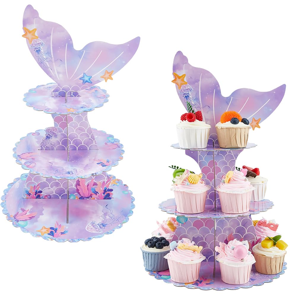 Présentoir à cupcakes sirène dicosmetic pour monter un buffet de fête facilement