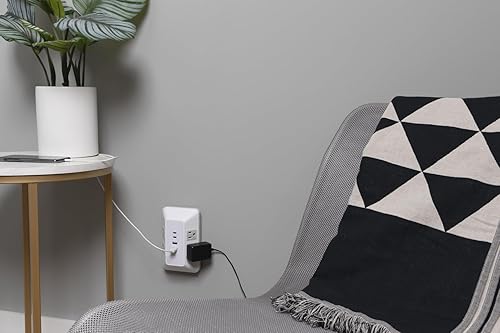 Miniatura 6 de GE 2 extensores de salida USB C, enchufe de pared a tierra, 2 USB A, 4 adaptadores espaciados tomacorrientes, 3 clavijas, enchufe múltiple,