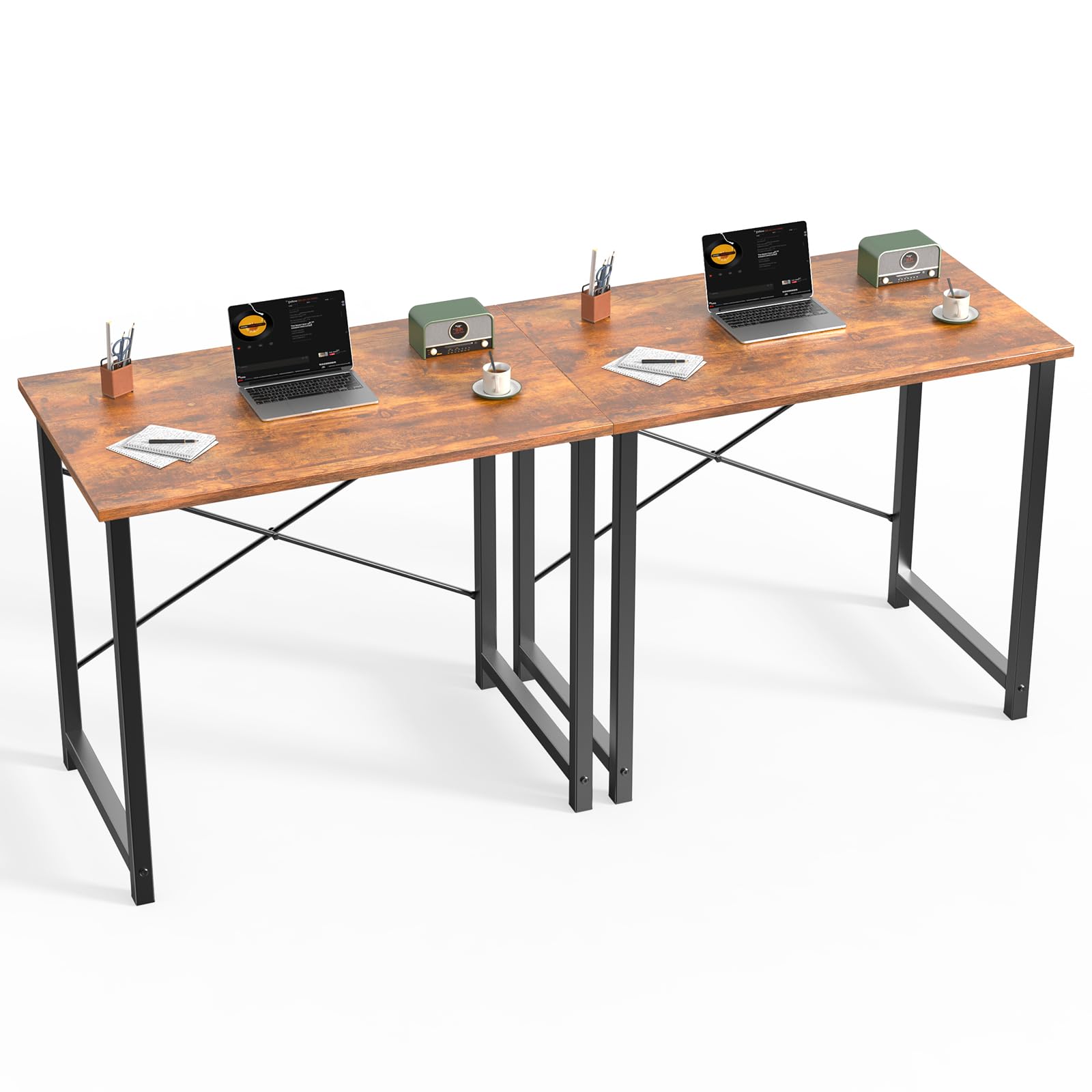 Sweetcrispy Small Computer Office Desk 32 Inch Student Study Writing Work with Metal Frame Wood Tabletop Modern Simple Home Bedroom PC Table - Rustic,