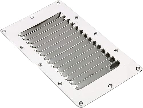 Miniatura 8 de Amarine Made Ventilación de acero inoxidable con listones estampados, ventilación marina rectangular para yates y barcos - 07720S - 5" X 9" (2)