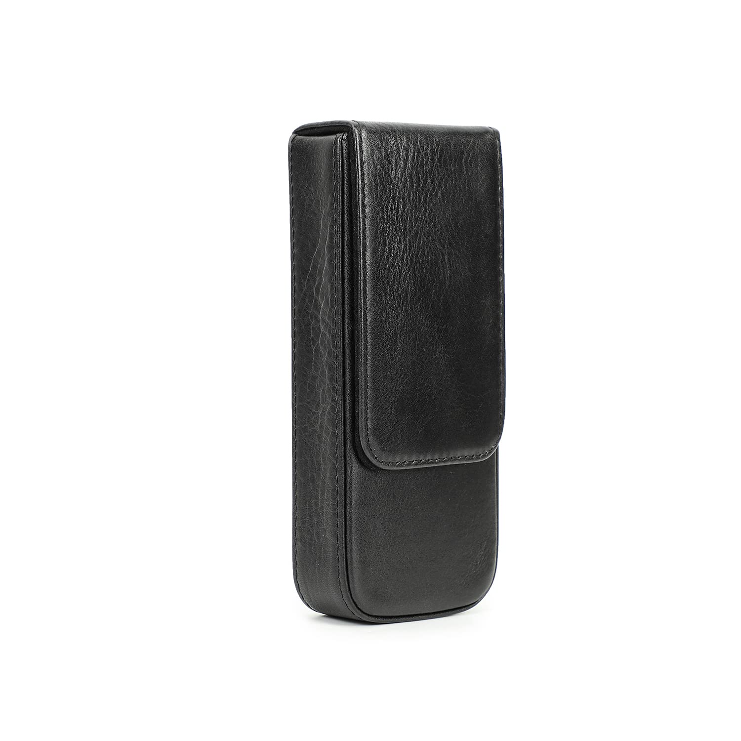 Hiram Étui portable en cuir pour stylos avec fermeture magnétique cachée et bac à stylos, design amovible, Noir , For 3 Pens